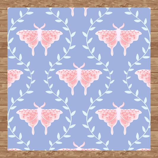 Whimsical Moth Seamless Pattern Digital File – Dreamy 12x12” PNG, 300 DPI, Commercial Use