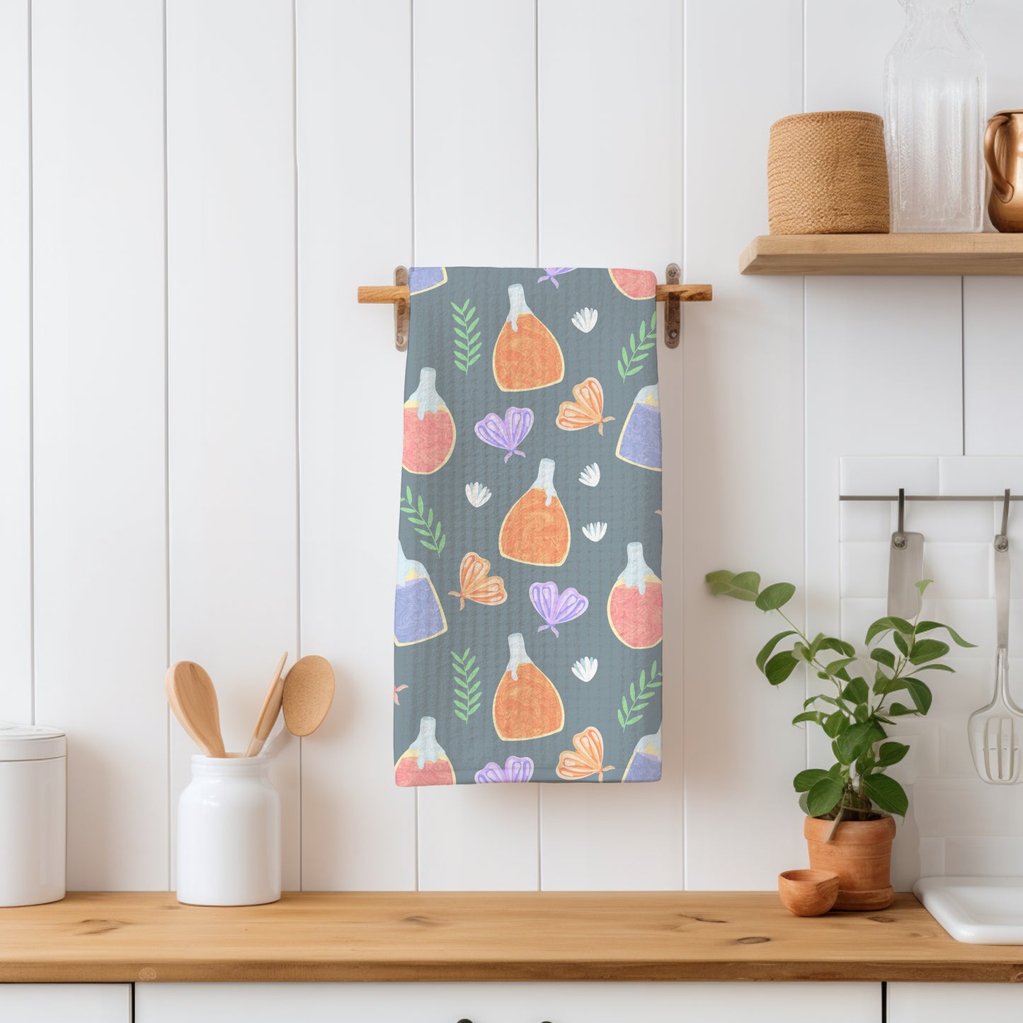 Enchanting Potions, Moths & Flowers Seamless Pattern Grey | Digital Paper PNG 12” x 12” 300 DPI