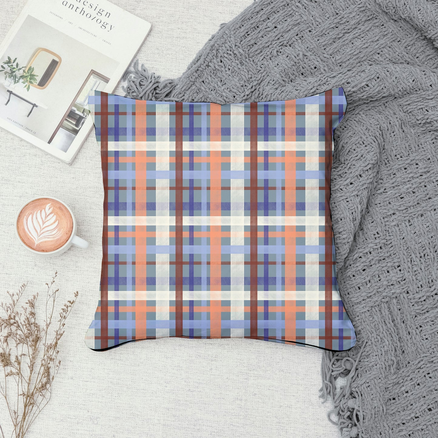 Classic Plaid Seamless Pattern Blue | Digital Paper PNG | Tartan Check Design | 12” x 12” 300 DPI Commercial Use