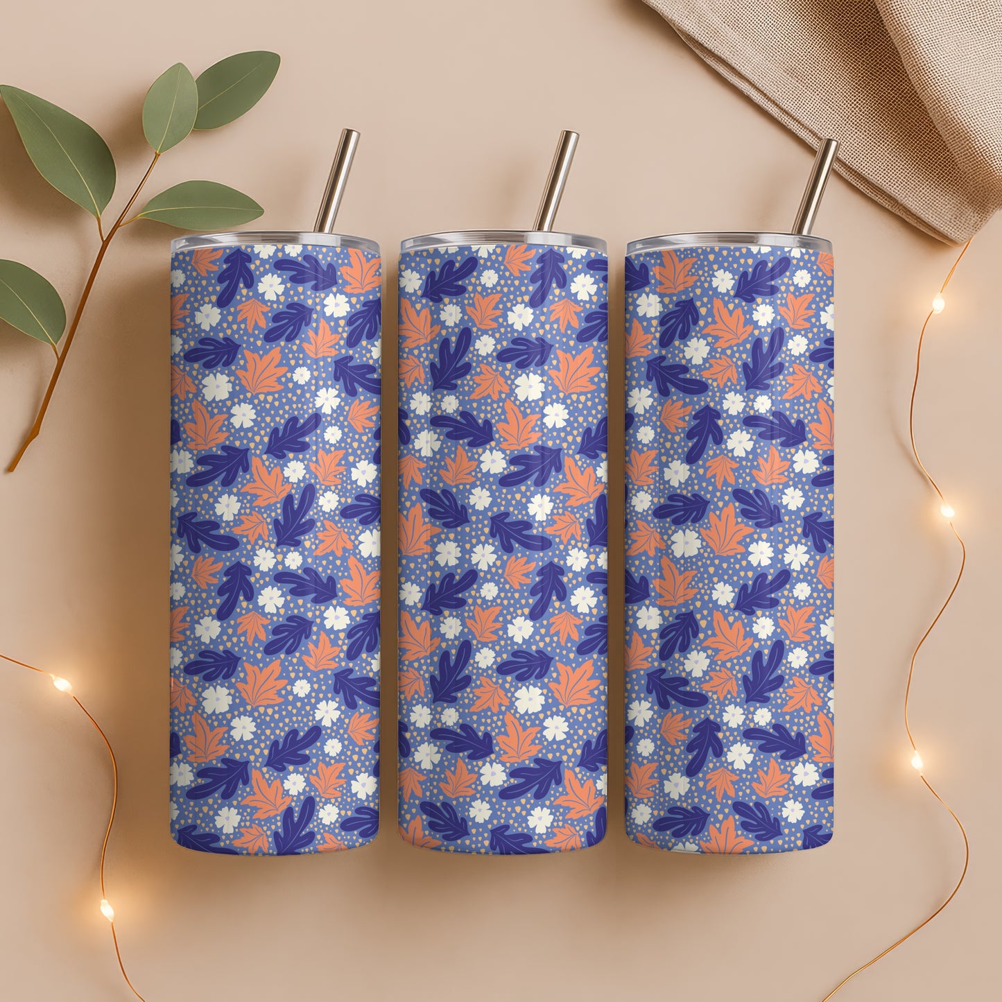 Fall Floral 20 oz Tumbler Wrap Purple – Cozy Autumn Flowers Digital PNG 9.25” x 8.20”
