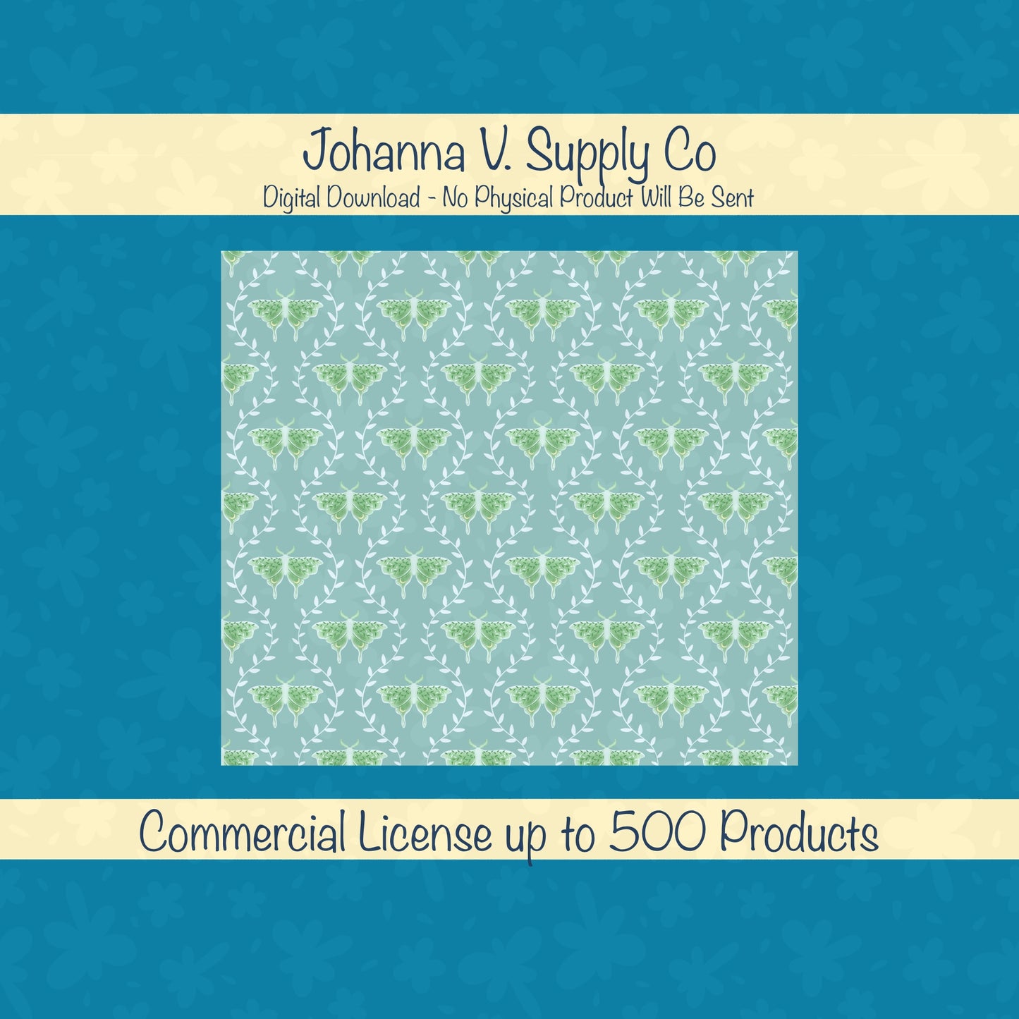 Dreamy Moths Tumbler Wrap  Green – Digital 9.25” x 8.20” PNG File