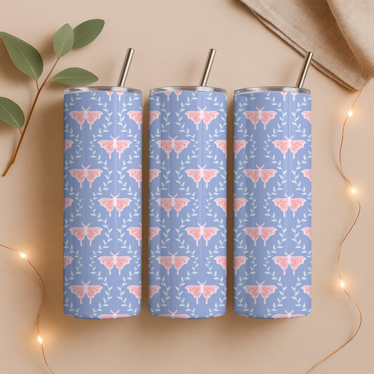 Dreamy Moths Tumbler Wrap Purple – Digital 9.25” x 8.20” PNG File