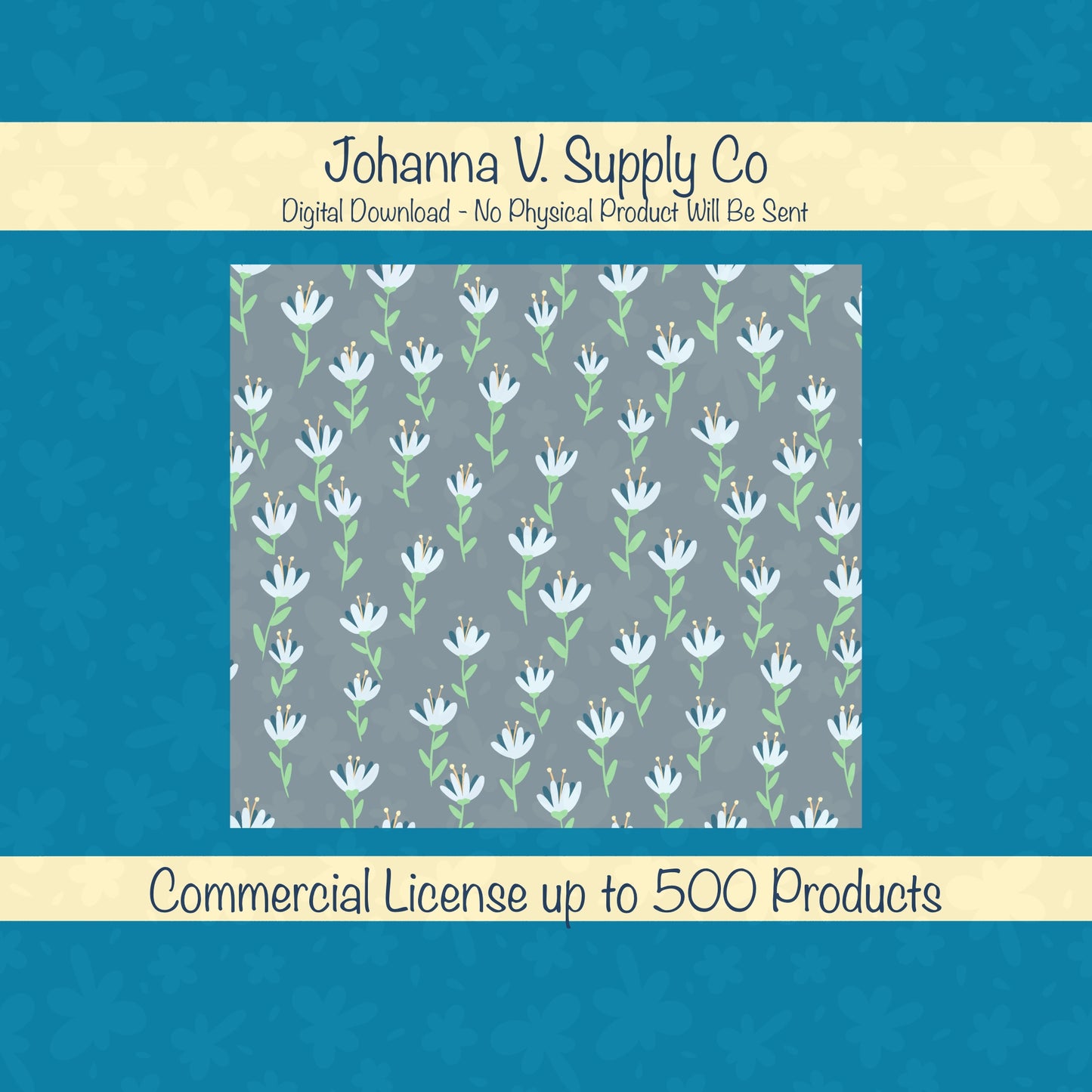 Whimsy Blooms Tumbler Wrap Grey – Digital Floral 9.25” x 8.20” PNG File