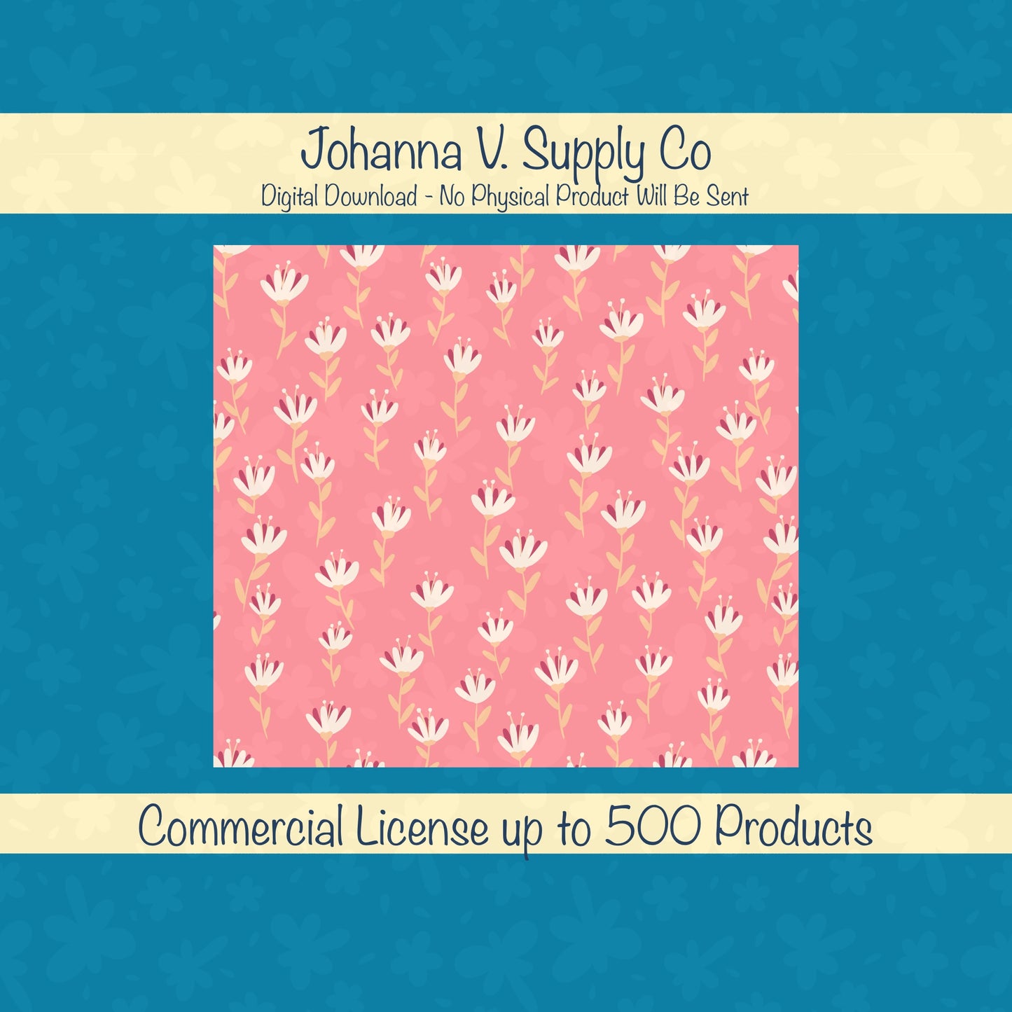 Whimsy Blooms Tumbler Wrap Pink – Digital Floral 9.25” x 8.20” PNG File
