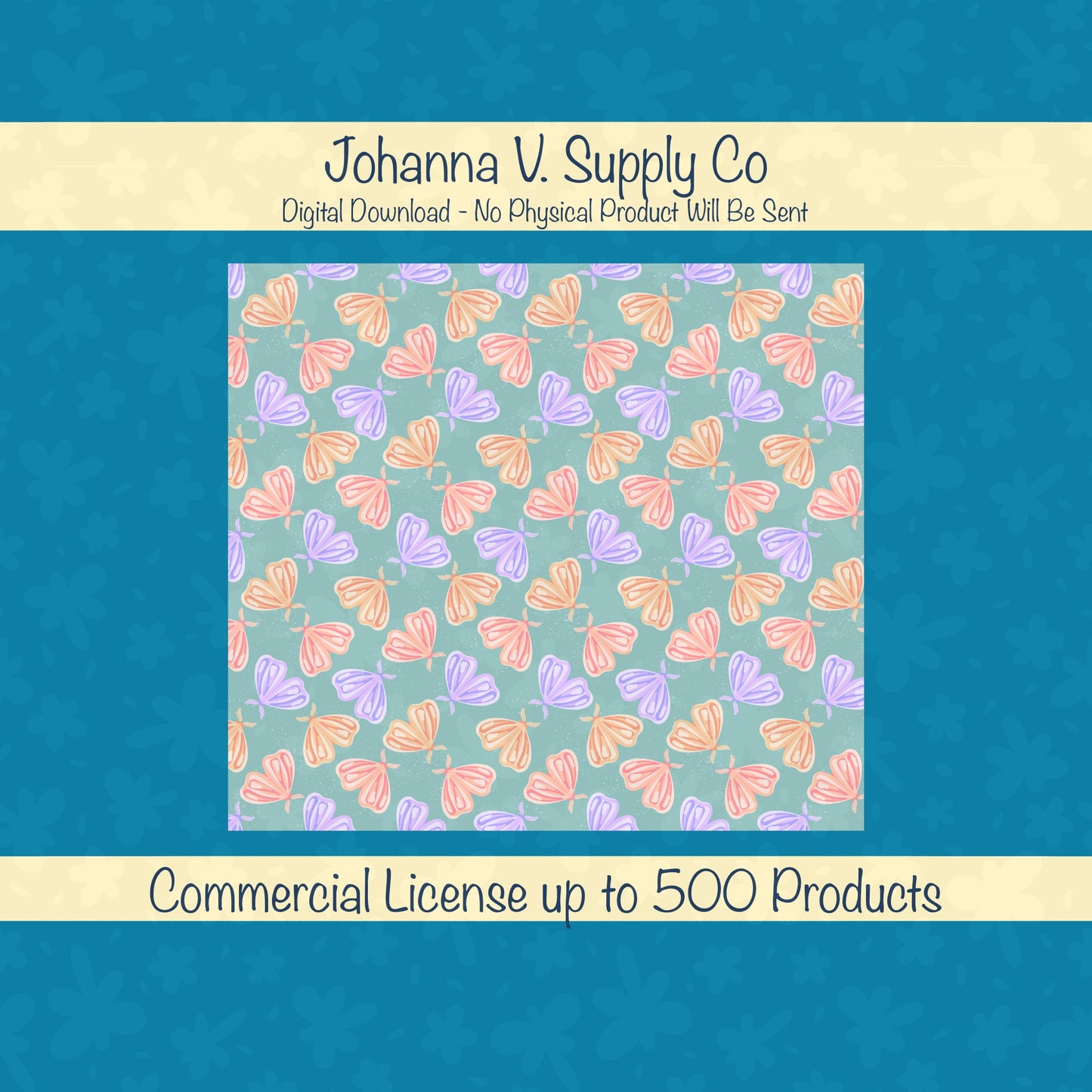 Whimsical Moths Tumbler Wrap Green – Digital 9.25” x 8.20” PNG File