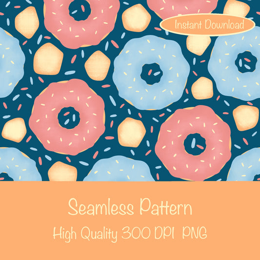 Donut Seamless Pattern Blue