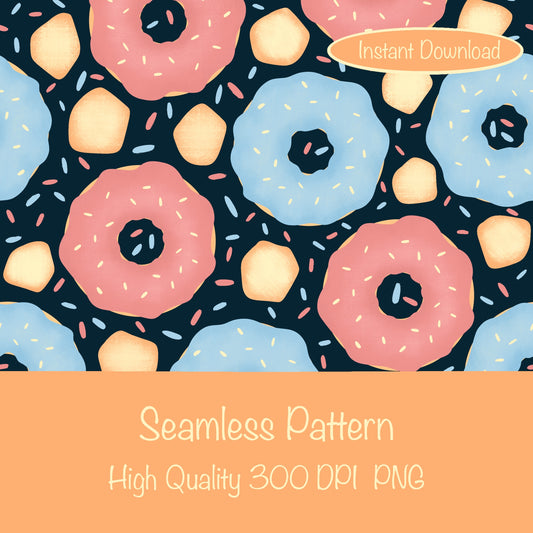 Donut Seamless Pattern Dark