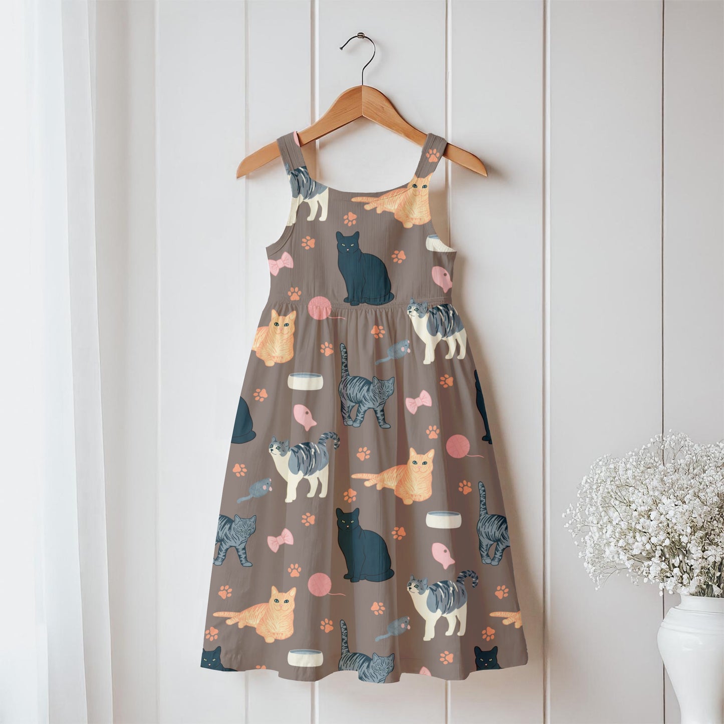 Cat Seamless Pattern Brown – Whimsical Feline Digital Design PNG | 12” x 12” 300 DPI