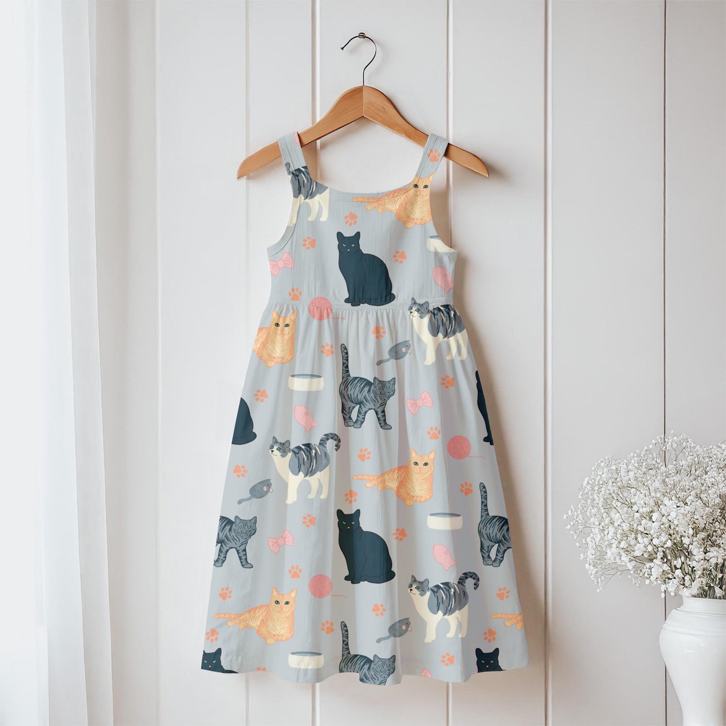 Cat Seamless Pattern Light Grey – Whimsical Feline Digital Design PNG | 12” x 12” 300 DPI
