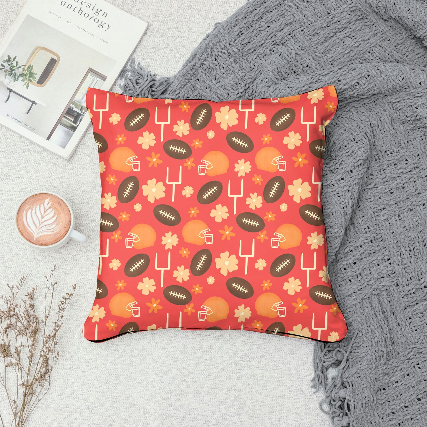 Botanical Orange Blossom Seamless Pattern Red | 12x12 PNG Digital Download | Citrus Floral Design