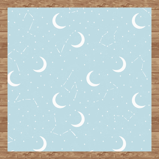 Moon & Constellation Seamless Pattern Blue | Celestial Digital Design | 12x12 PNG Download