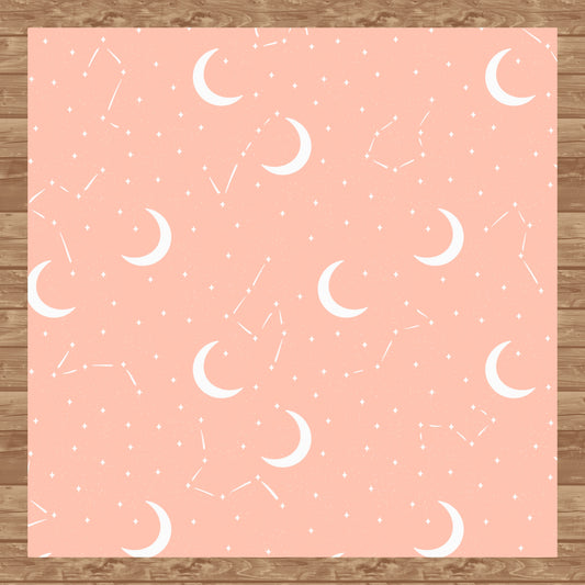 Moon & Constellation Seamless Pattern Orange | Celestial Digital Design | 12x12 PNG Download
