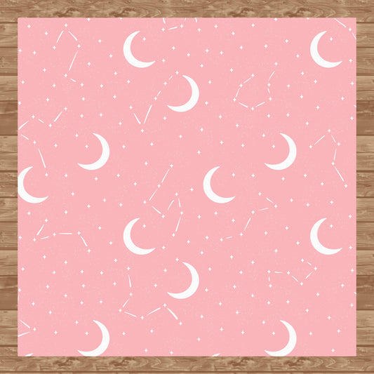 Moon & Constellation Seamless Pattern Pink | Celestial Digital Design | 12x12 PNG Download