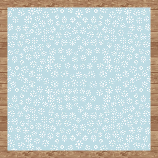 Cute Drawn Daisy Seamless Pattern Light Blue | Floral Digital Download | 12x12 PNG