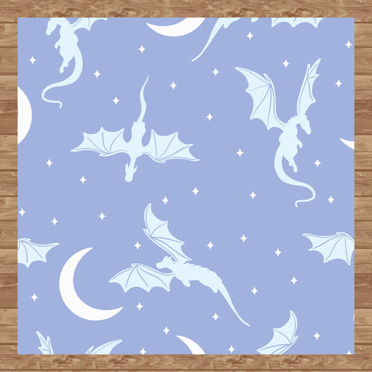 Fantasy Dragon Seamless Pattern | Moons & Stars Digital Design | 12x12 PNG Download