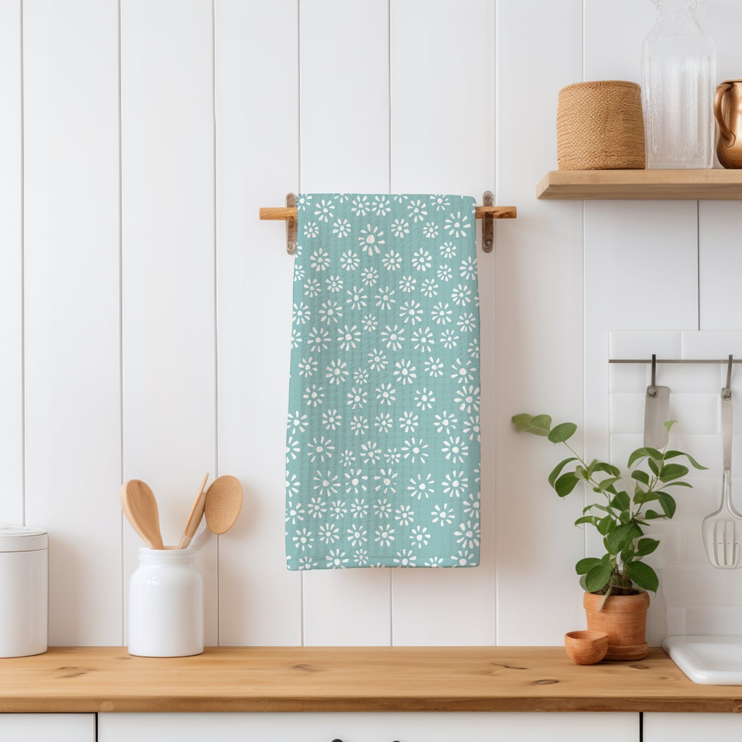 Cute Drawn Daisy Seamless Pattern Green | Floral Digital Download | 12x12 PNG
