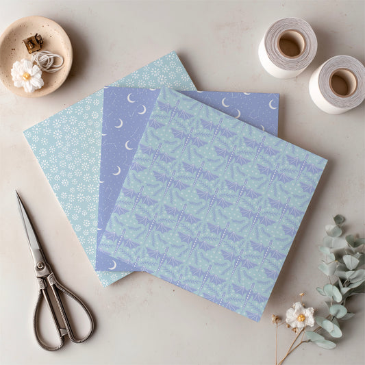 Dragons, Moons & Botanicals Digital Paper Pack | Fantasy Seamless Backgrounds | 12x12 PNG | Collection 5 | Commercial & Personal Use