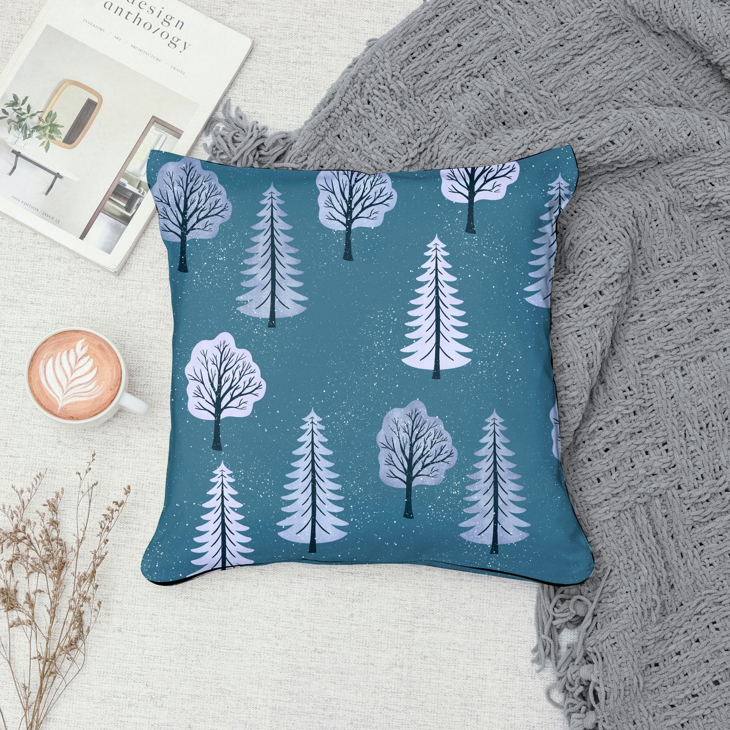 Polar Whimsy Winter Trees Seamless Pattern Purple | Cozy Digital Download for Personal & Commercial Use