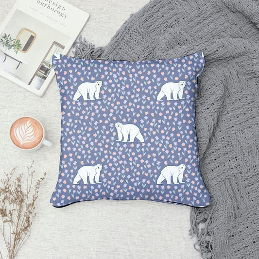 Polar Whimsy Seamless Pattern Purple | Polar Bears & Doodle Flowers | Cozy Winter Digital Design PNG 12x12” 300 DPI