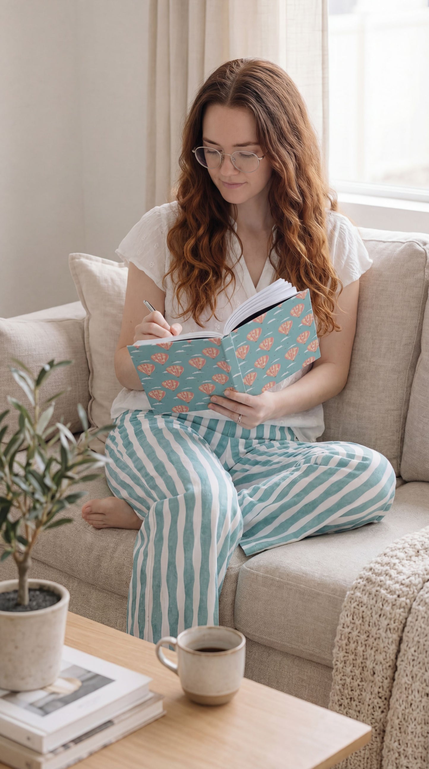 Coastal Drift Pants – Teal Wavy Pattern Lounge Pants | Aesthetic Flowing Line Pants | Cozy Artistic Loungewear