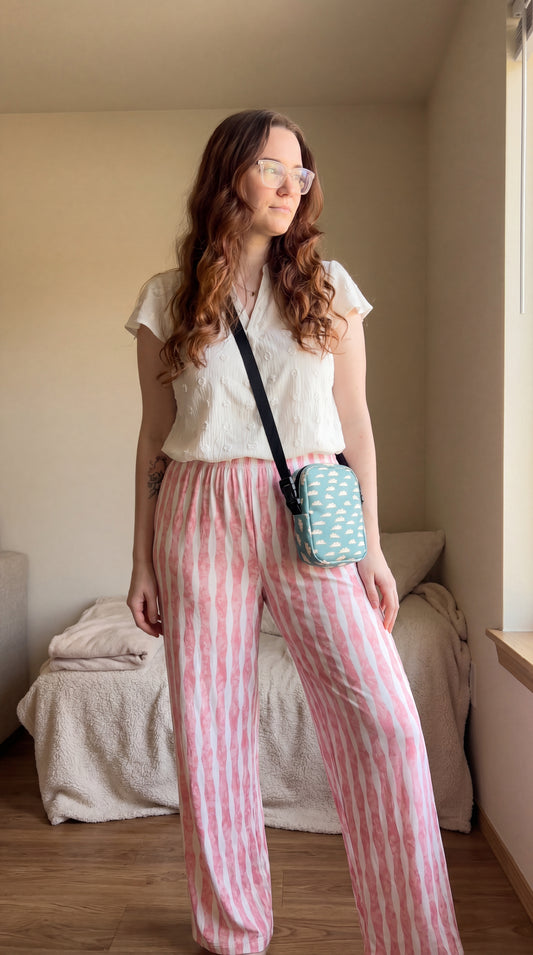 Whispering Clouds Crossbody Bag – Teal Cloud Aesthetic Bag | Coastal Sky Print Purse | Whimsical Everyday Shoulder Bag