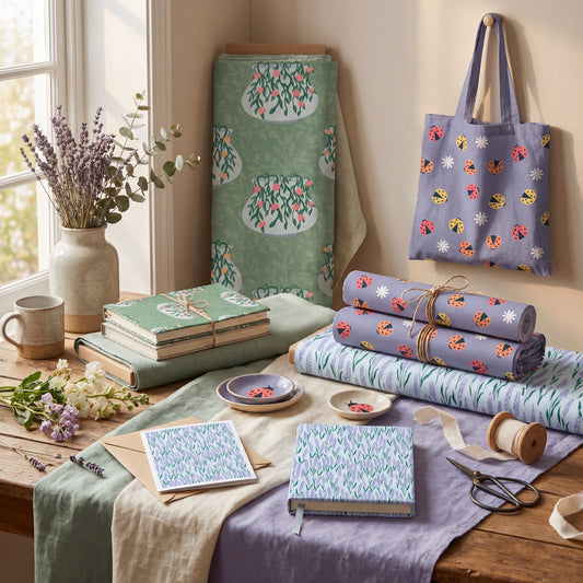 Spring Cottage Seamless Pattern Bundle | Floral Vase, Ladybug & Lavender Digital Paper Collection | Whimsical Surface Pattern Set