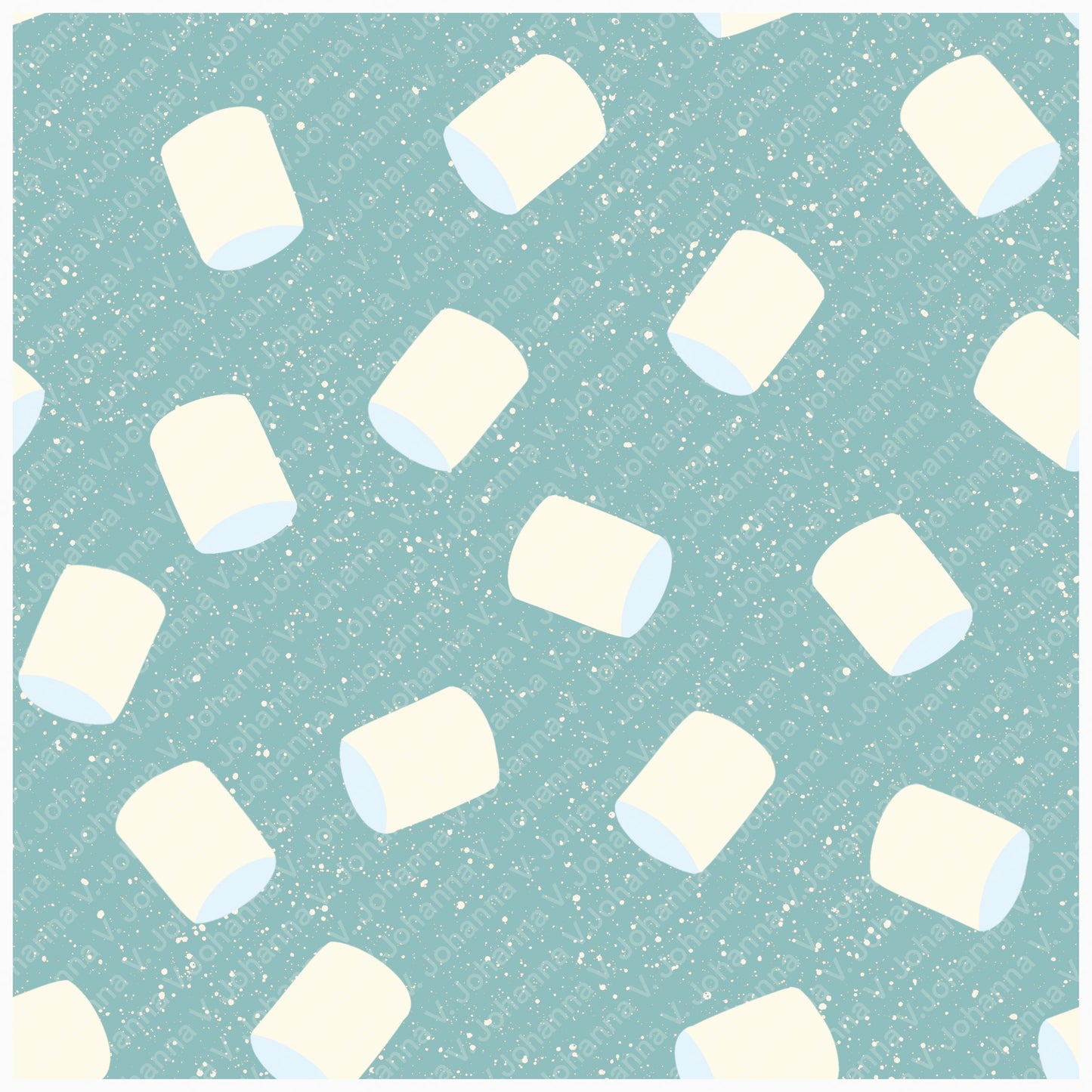 Cozy Winter Seamless Pattern Bundle Blue Green | S’mores, Snowmen, Mittens & Marshmallows | 12x12 PNG | Digital Download | Commercial & Personal