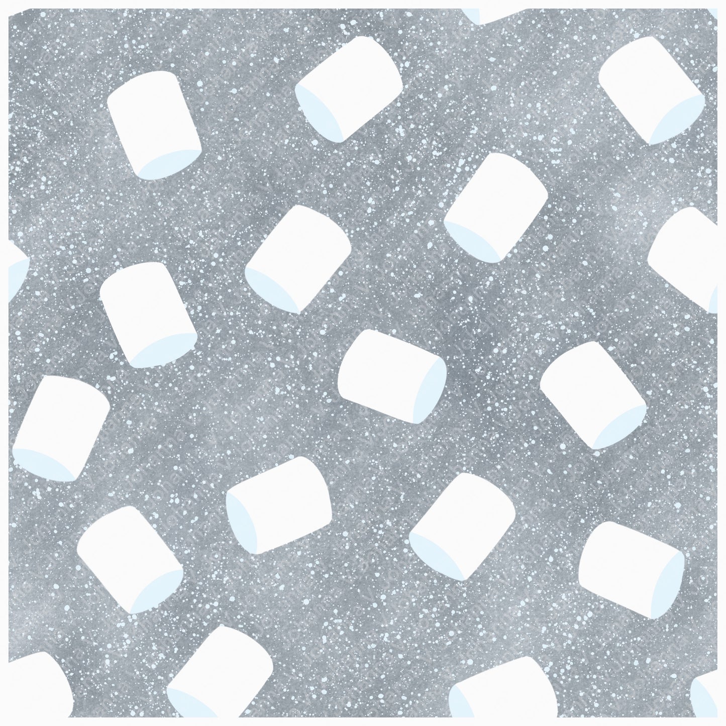 Cozy Winter Seamless Pattern Bundle Blue | S’mores, Snowmen, Mittens & Marshmallows | 12x12 PNG | Digital Download | Commercial & Personal
