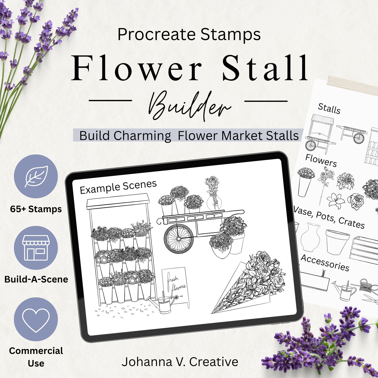 Flower Stall Builder Procreate Stamp Kit