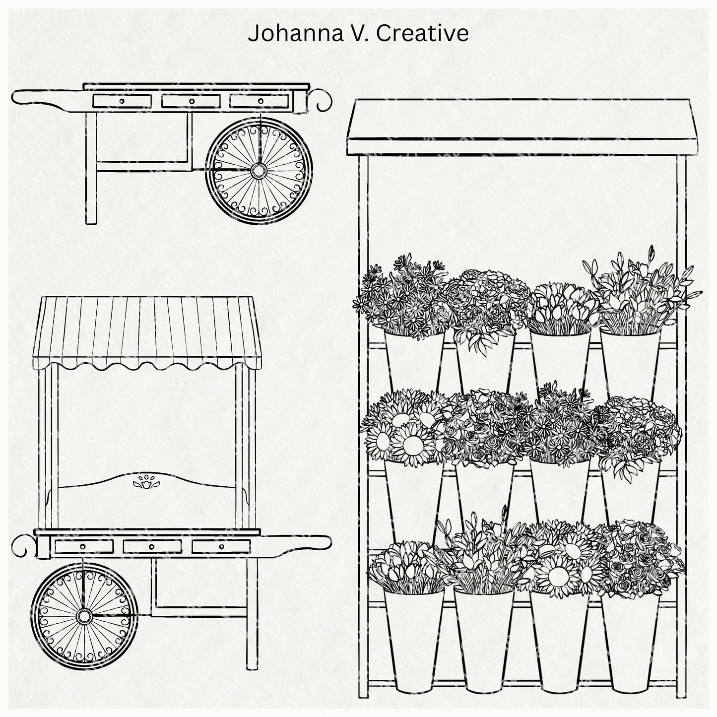 Flower Stall Builder Procreate Stamp Kit