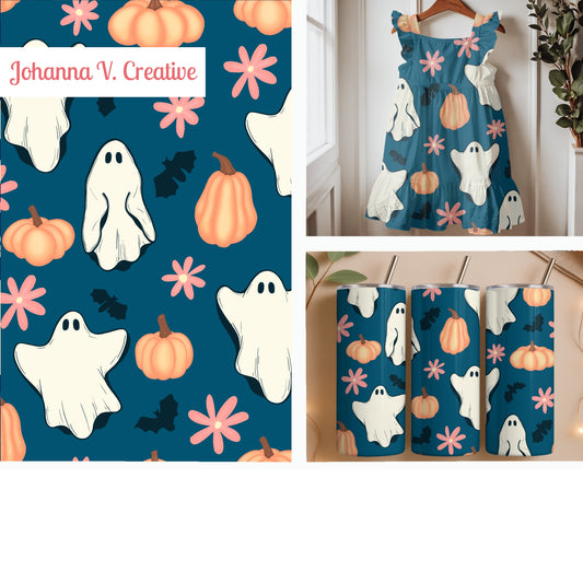 Boo-tanical Pumpkin Patch Blue