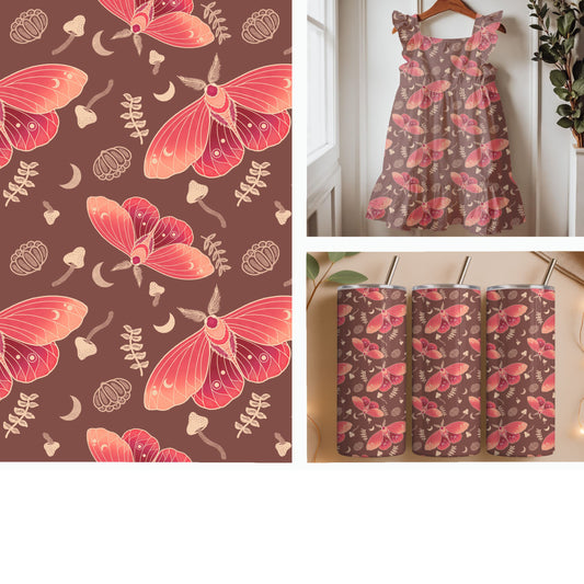 Luna Moth Forest | Woodland Night Seamless Pattern