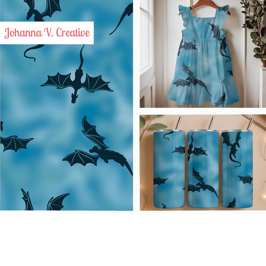 Soaring Midnight Dragons in Glacier Blue