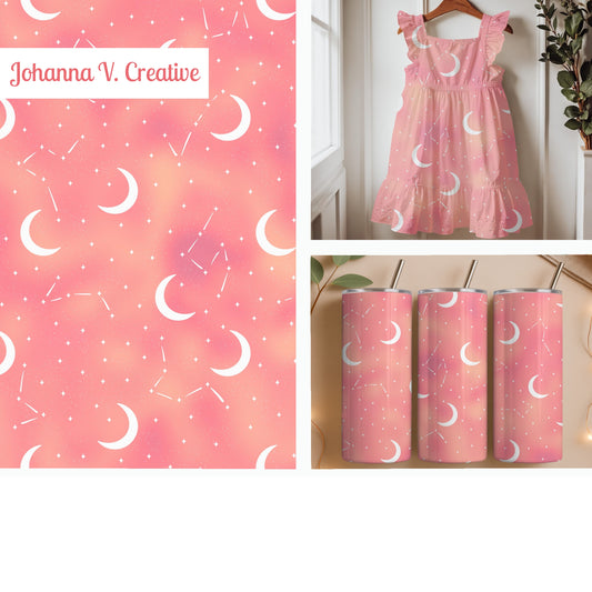Moonlit Constellation Sky in Blush