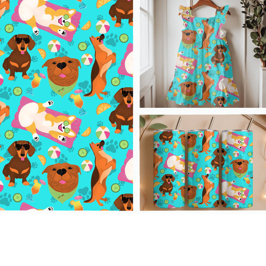Poolside Pups | Summer Dog Party Seamless Pattern