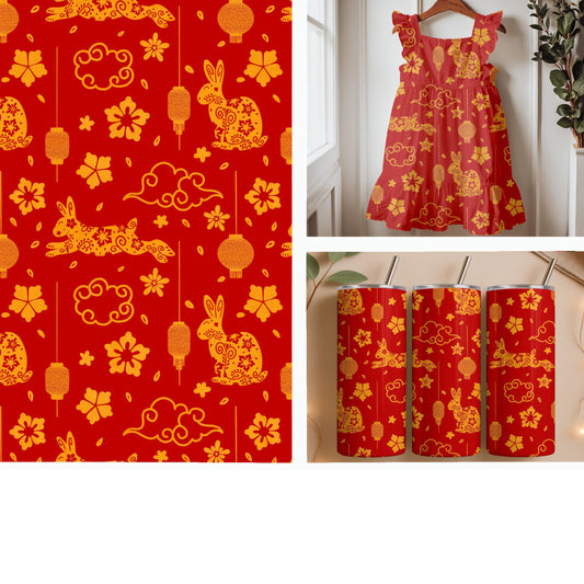 Lunar Rabbit Festival | Chinese New Year Seamless Pattern