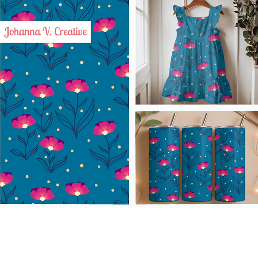Flower Blooms Seamless Pattern – Colorful Folk Floral & Whimsical Botanical Design