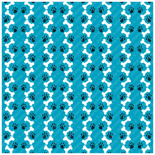 Paws & Bones Seamless Pattern – Playful Pet Print in Bold Blue | Commercial Use Surface Design