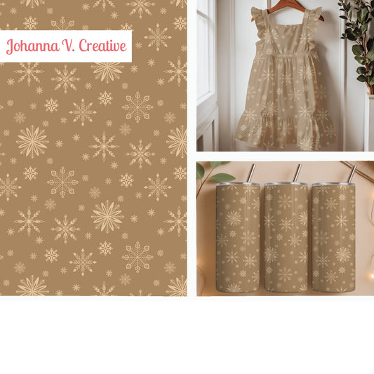 Neutral Snowflake Seamless Pattern – Brown & Cream Winter Snow Design