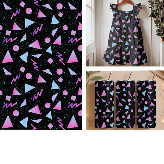 Midnight Remix | Neon Retro Geometric Seamless Pattern