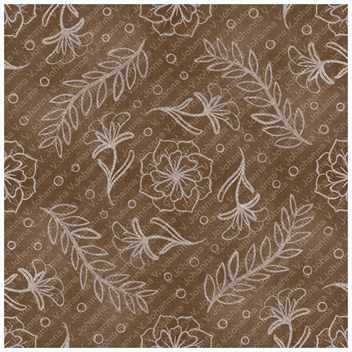 Warm Brown Botanical Floral Seamless Pattern – Neutral Hand Drawn Wildflower & Leaf Design