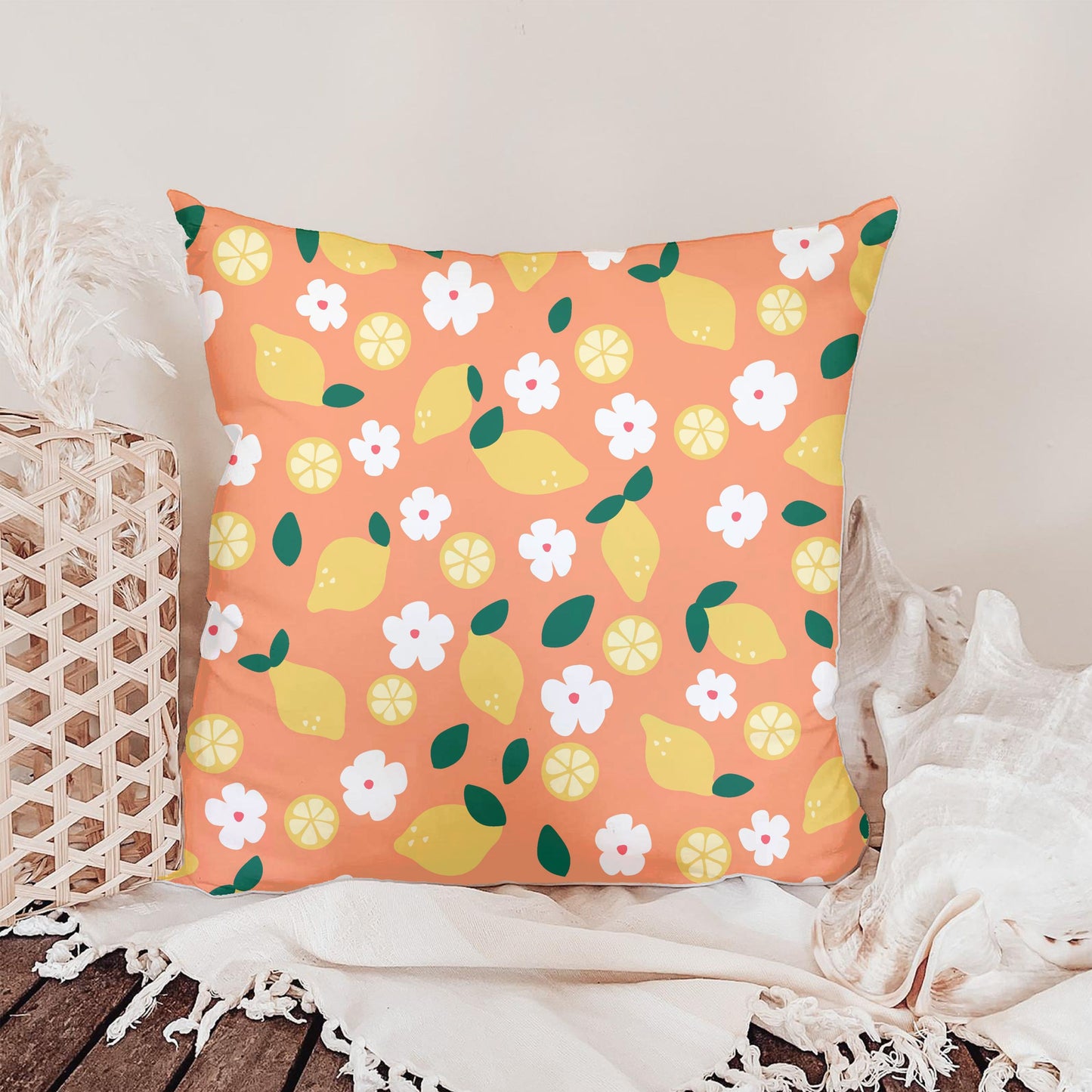 Seamless Lemon Floral Pattern PNG, Citrus Summer Digital Paper 12x12, Surface Pattern Design for Fabric, Packaging, Stationery, Commercial Use