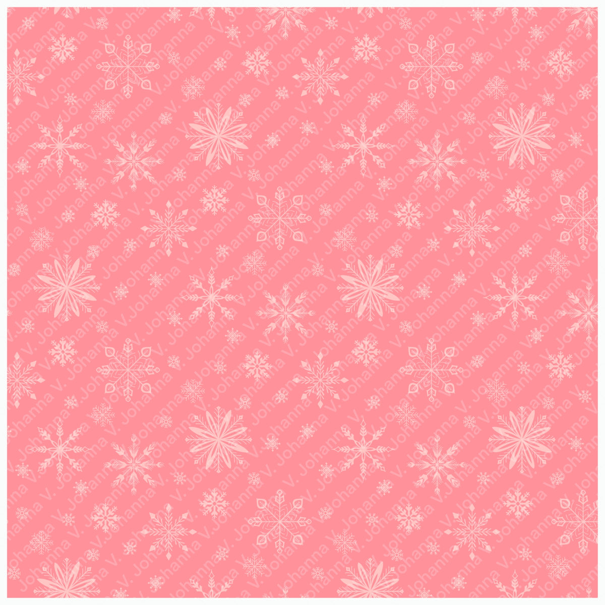 Pink Snowflake Seamless Pattern – Blush Winter Snow & Whimsical Ice Crystal Design
