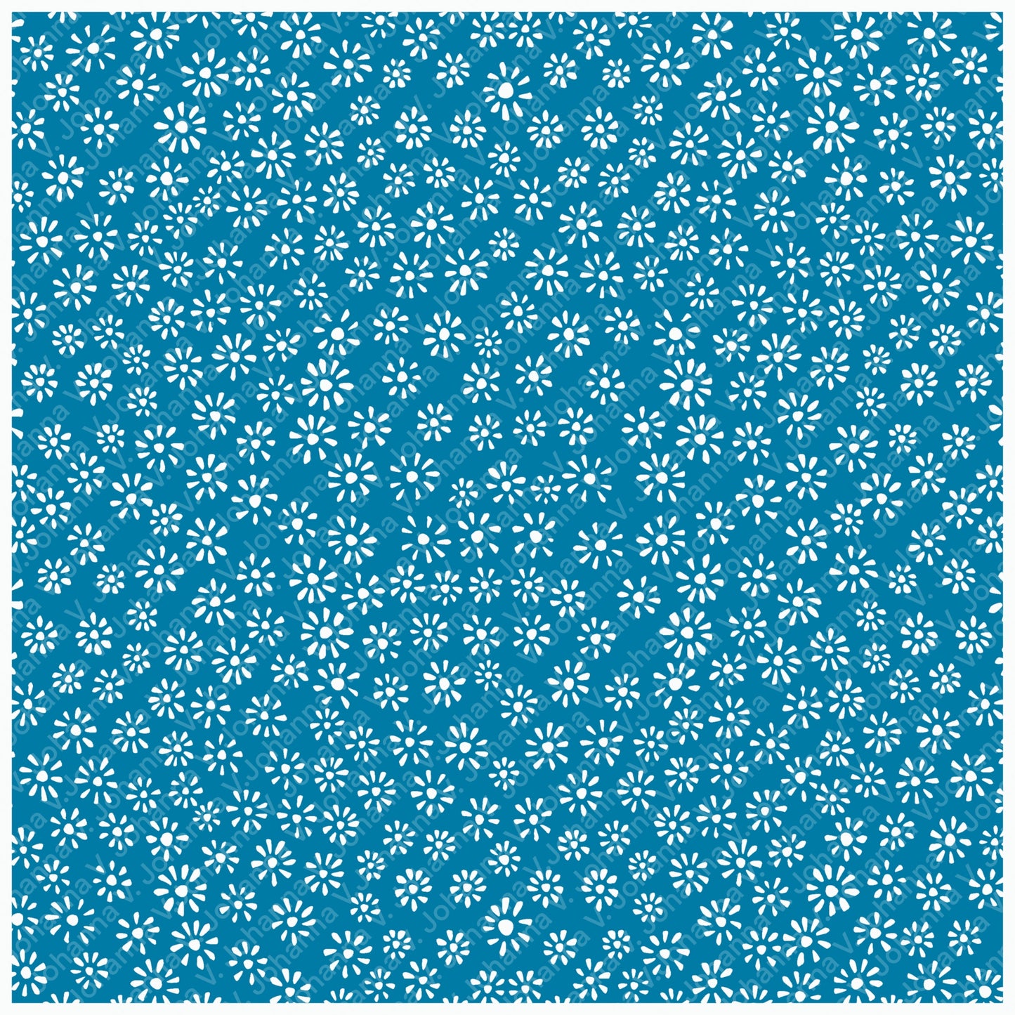 Deep Blue Ditsy Daisy Seamless Pattern – Tiny White Floral Background