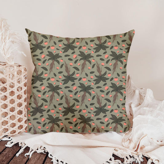 Ginseng and Coral Berry Botanical | Woodland Herbal Seamless Pattern