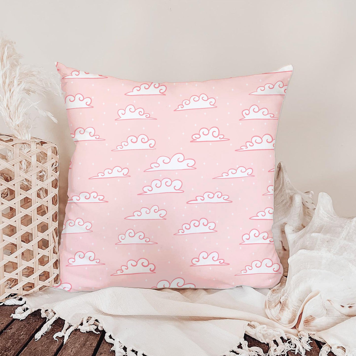Whimsical Cloud Seamless Pattern PNG, Pink Sky Cloud Digital Paper 12x12, Cute Nursery Cloud Print, Soft Sky Pattern, Commercial Use