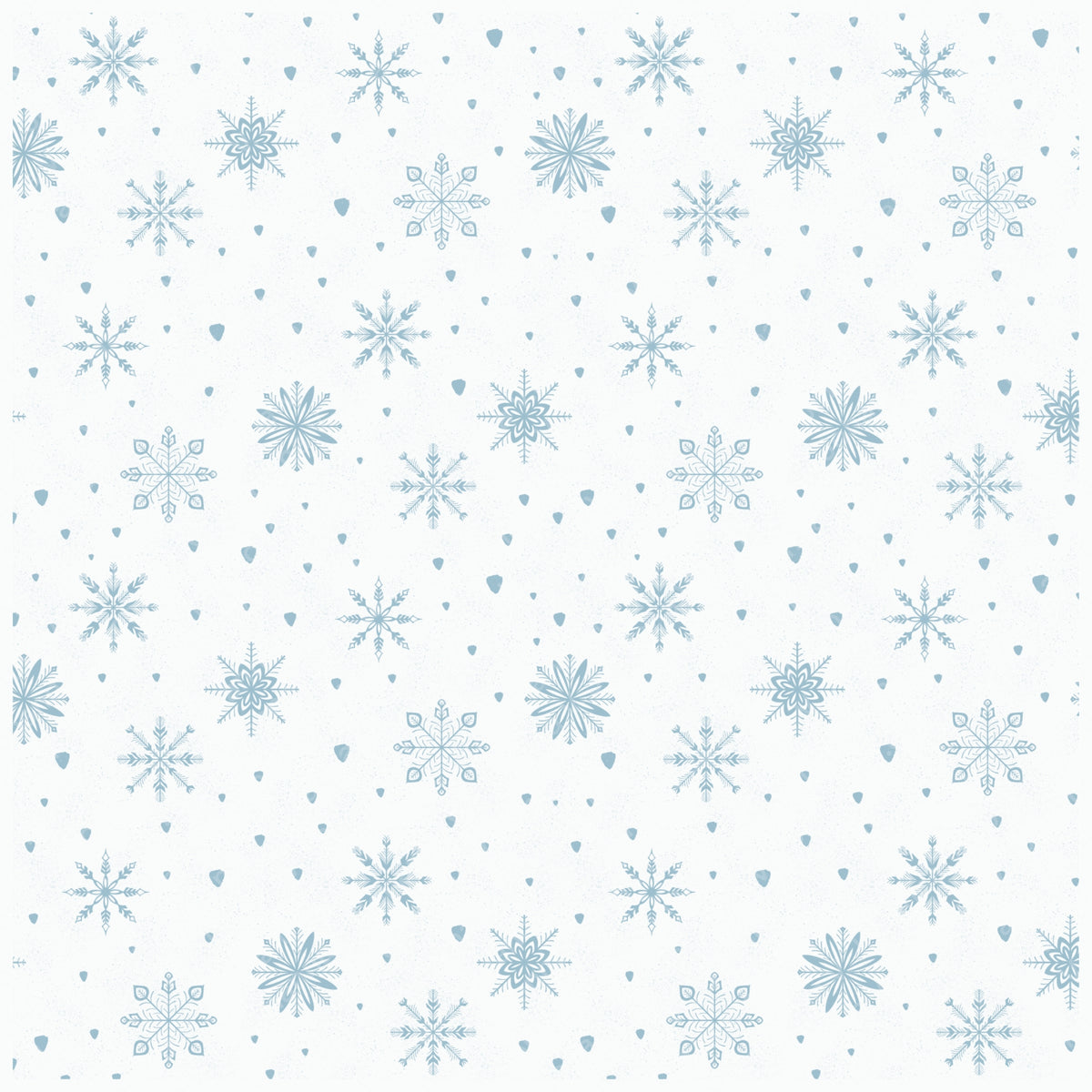 Blue Snowflake Seamless Pattern – Soft Winter Snow & Ice Crystal Design