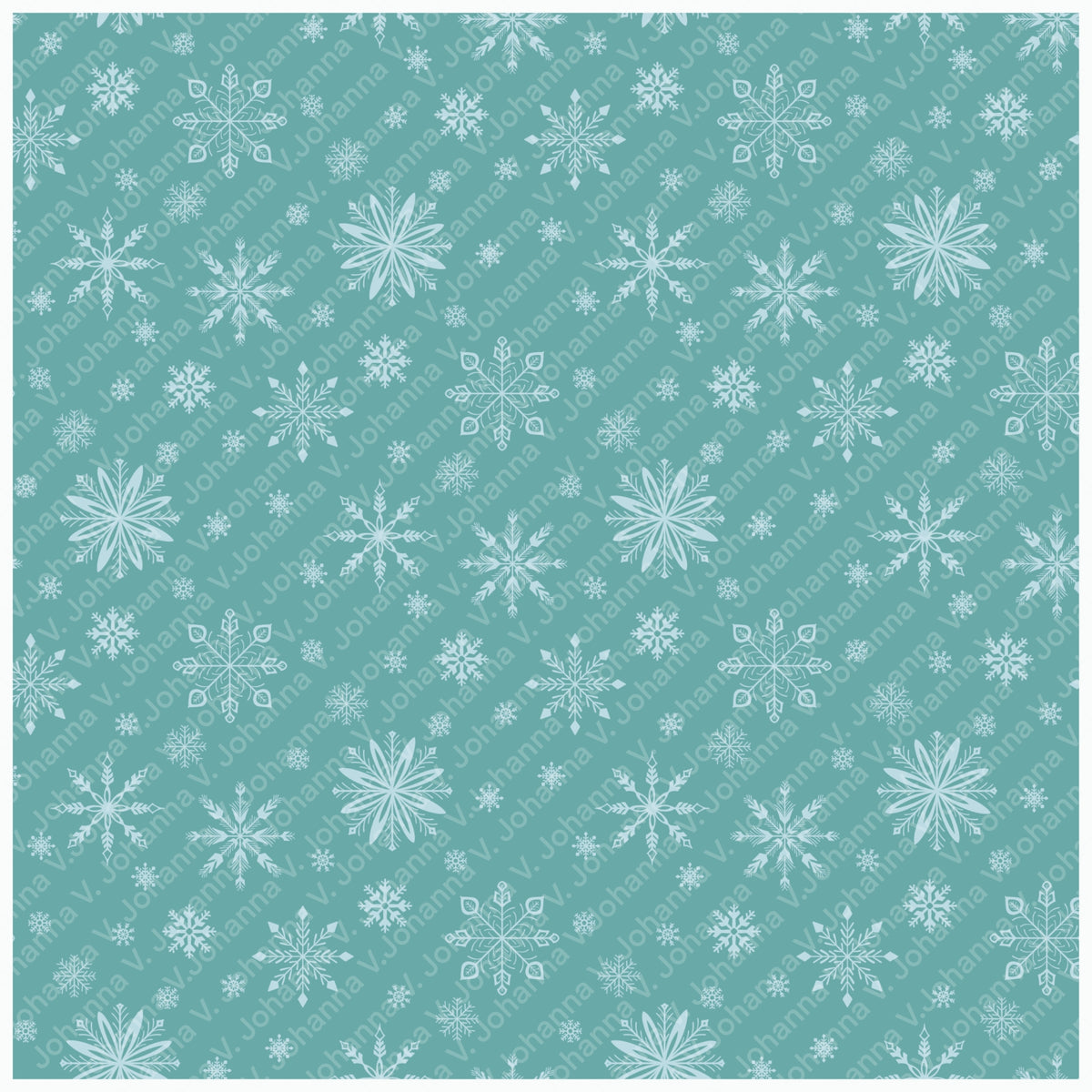 Teal Snowflake Seamless Pattern – Aqua Winter Snow & Ice Crystal Design