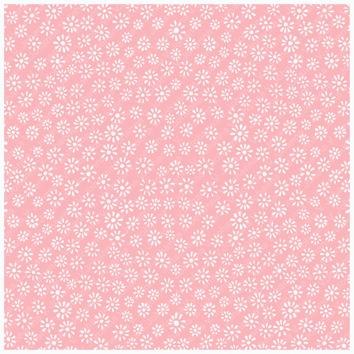 Pink Ditsy Daisy Seamless Pattern – Tiny White Floral on Blush Pink