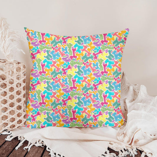 Colorful Balloon Dogs on White Seamless Pattern